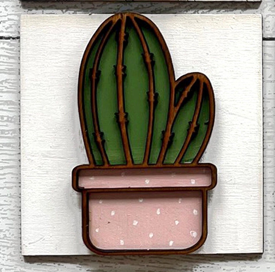 Succulent Square DIY Tiles for 4.5&quot; Frame - Wood Blanks to Paint and Craft