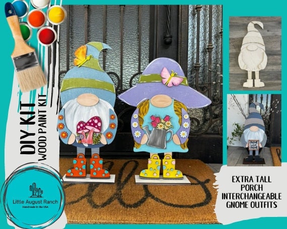 Tall Porch Gnome Butterfly Garden Outfits- DIY Interchangeable Gnome Wood Blanks