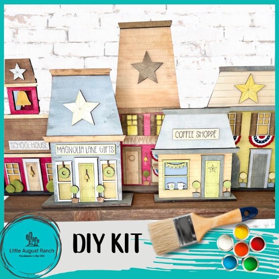 Main Street USA, Firepits and Grills Self Standing Shelf Decor - DIY Wood Blanks to Paint and Decorate