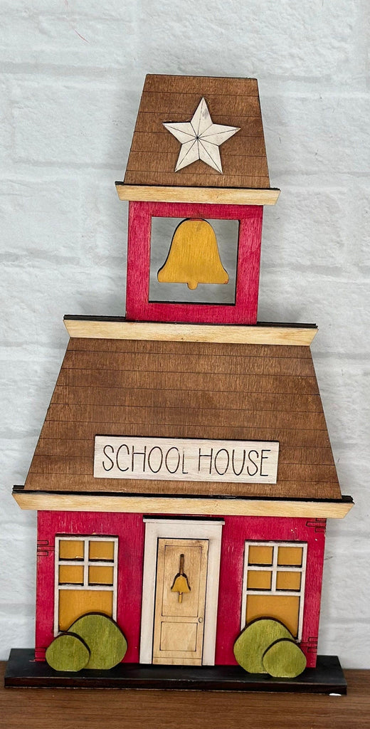 Main Street USA, School House Self Standing Shelf Decor - DIY Wood Blanks to Paint and Decorate