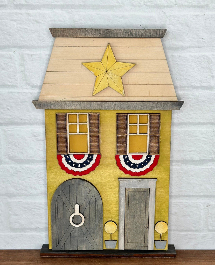 Main Street USA, Garage House Self Standing Shelf Decor - DIY Wood Blanks to Paint and Decorate