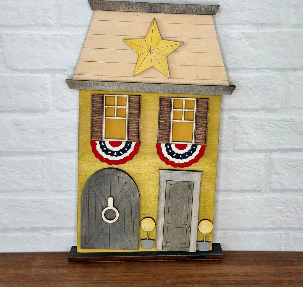 Main Street USA, Garage House Self Standing Shelf Decor - DIY Wood Blanks to Paint and Decorate