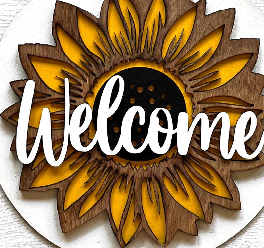 Sunflower Welcome Hanger - DIY Paint Kit Wood Blank Set for Crafting and Painting