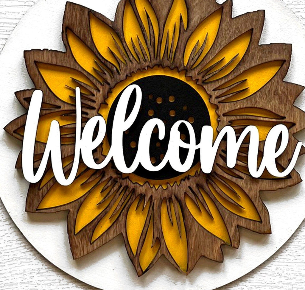 Sunflower Welcome Hanger - DIY Paint Kit Wood Blank Set for Crafting and Painting