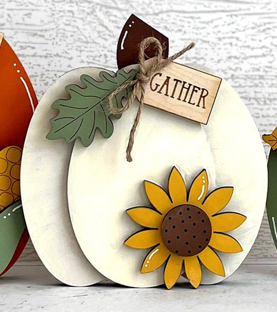 Pumpkin Trio Shelf Sitter - DIY Wood Blank Paint and Craft Kit