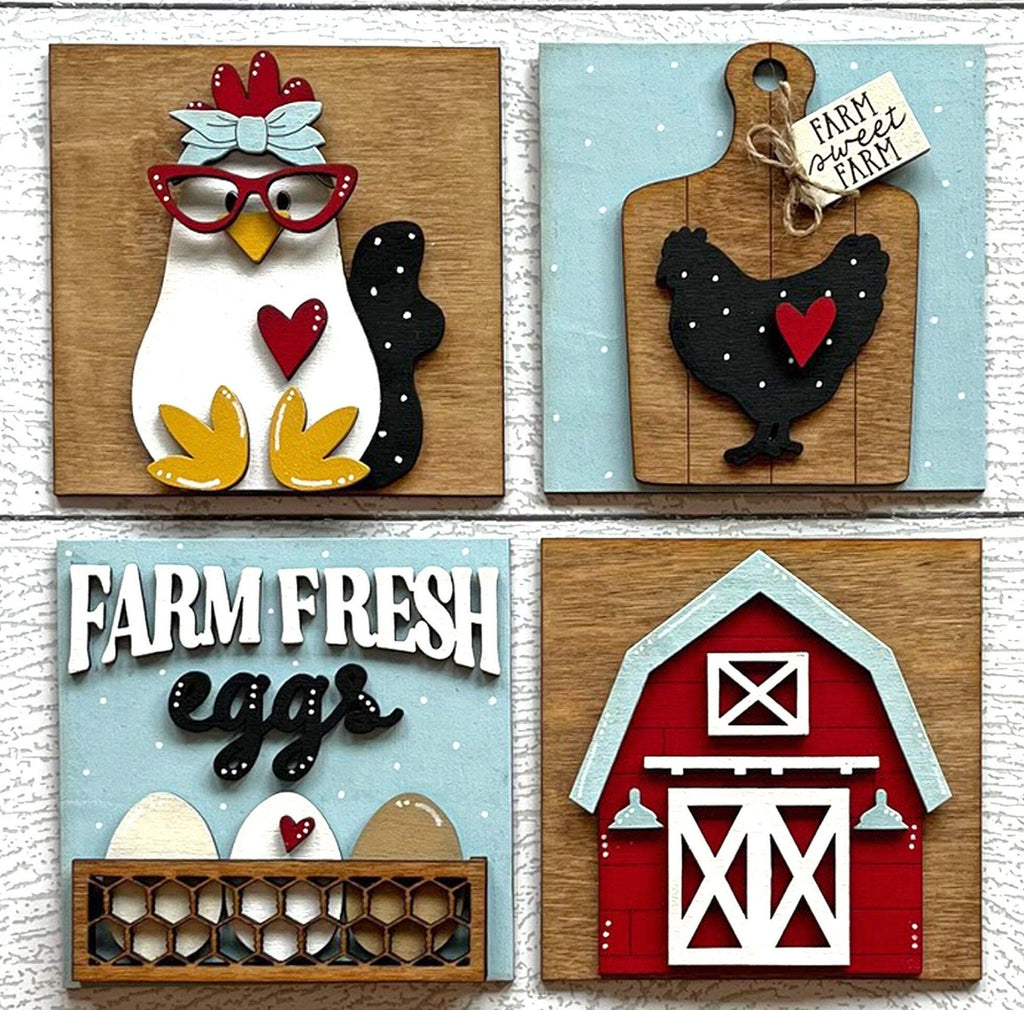 Farm Square DIY Tiles for 4.5&quot; Frame - Wood Blanks to Paint and Craft