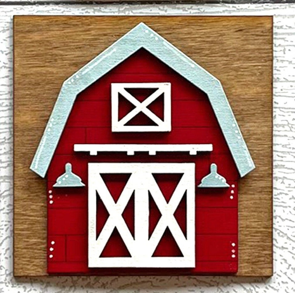 Farm Square DIY Tiles for 4.5&quot; Frame - Wood Blanks to Paint and Craft