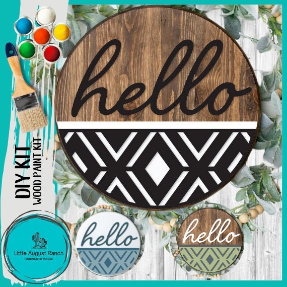 Geometric Diamond Hello Door Hanger DIY Kit - Paint Kit Wall Hanging