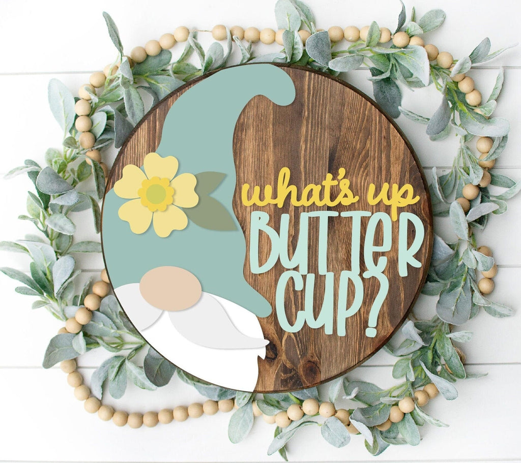 What&#39;s Up Buttercup? Gnome Summer Door Hanger DIY Kit - Paint Kit Wall Hanging