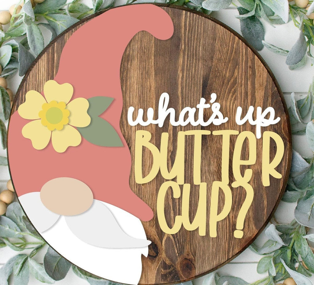 What&#39;s Up Buttercup? Gnome Summer Door Hanger DIY Kit - Paint Kit Wall Hanging