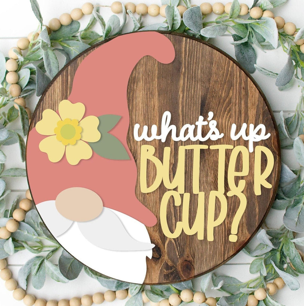 What&#39;s Up Buttercup? Gnome Summer Door Hanger DIY Kit - Paint Kit Wall Hanging