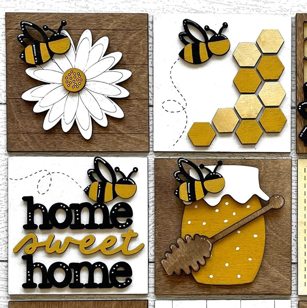 Honey Bee Square DIY Tiles for 4.5&quot; Frame - Wood Blanks to Paint and Craft