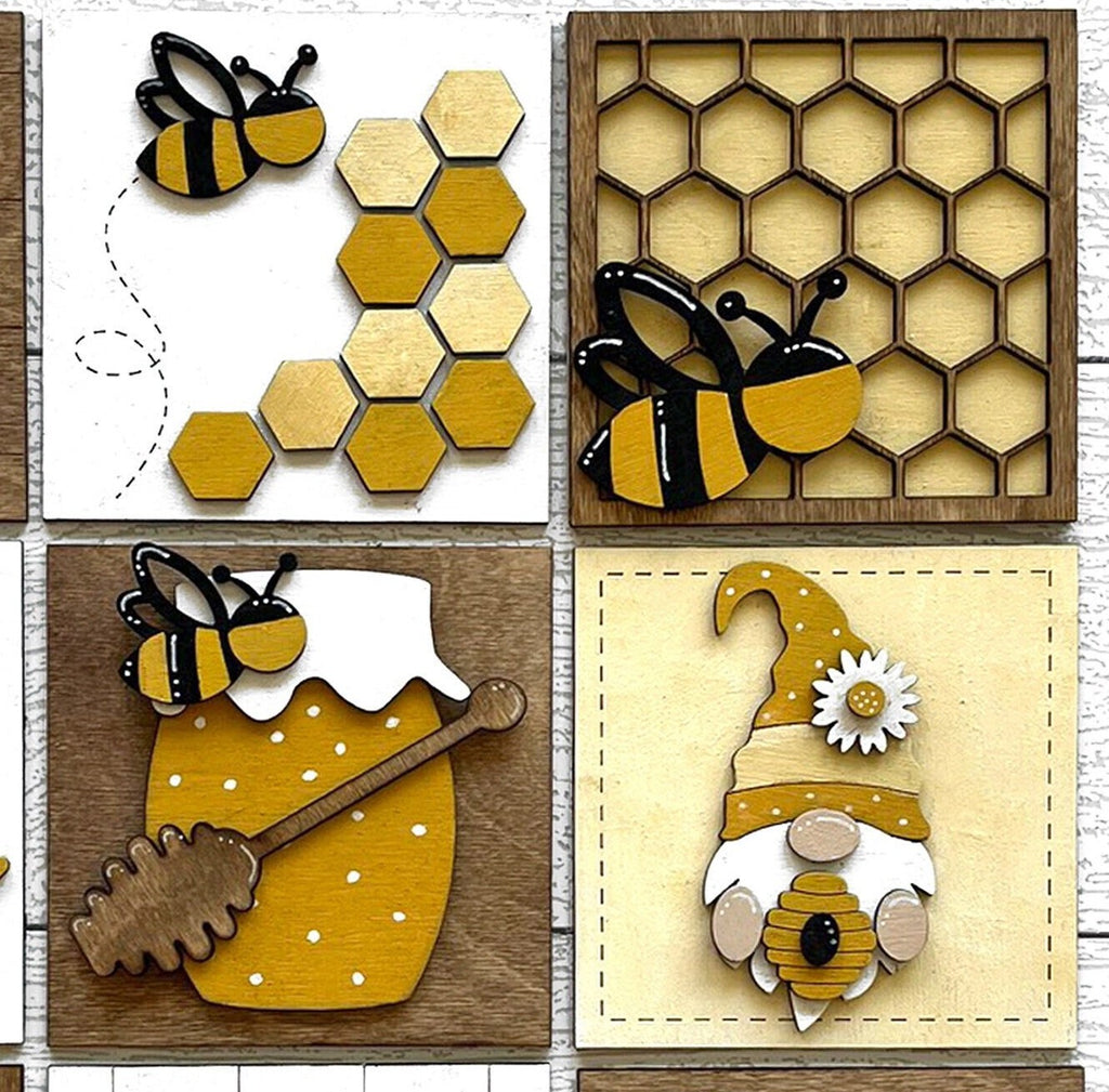 Honey Bee Square DIY Tiles for 4.5&quot; Frame - Wood Blanks to Paint and Craft