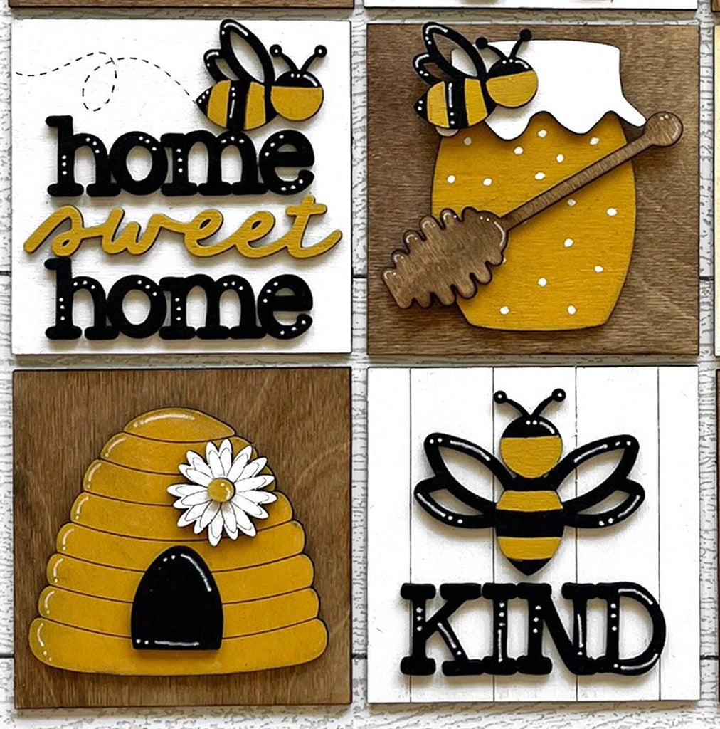 Honey Bee Square DIY Tiles for 4.5&quot; Frame - Wood Blanks to Paint and Craft