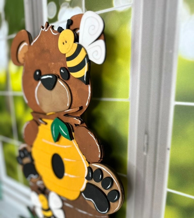 Honey Bee Bear Self Decor- Wood Blanks for Painting and Crafting