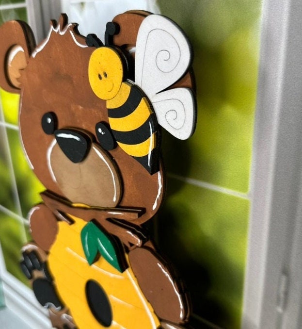 Honey Bee Bear Self Decor- Wood Blanks for Painting and Crafting