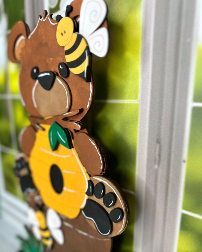 Honey Bee Bear Self Decor- Wood Blanks for Painting and Crafting