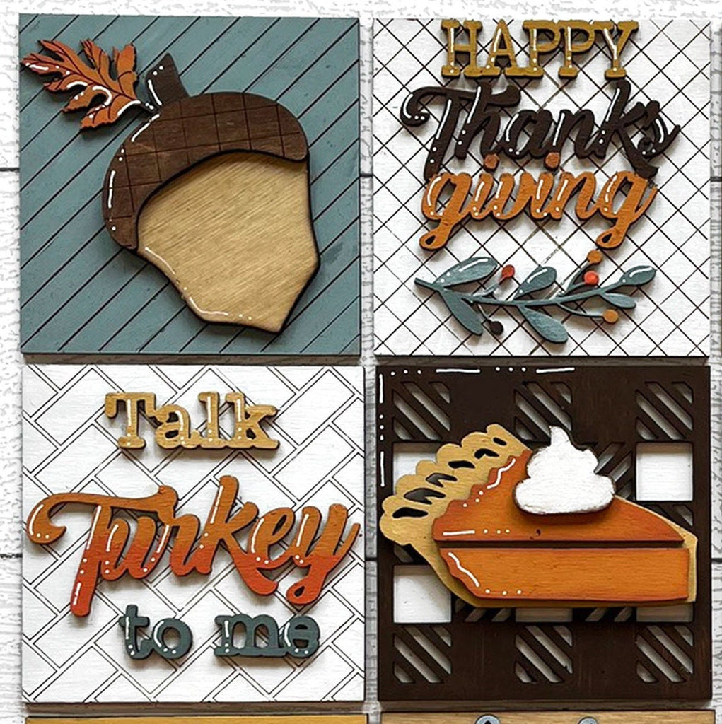 Thanksgiving Square DIY Tiles for 4.5&quot; Frame - Wood Blanks to Paint and Craft