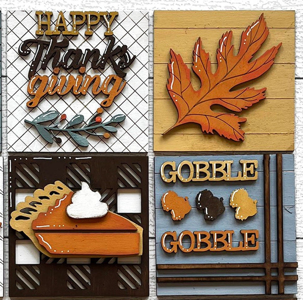 Thanksgiving Square DIY Tiles for 4.5&quot; Frame - Wood Blanks to Paint and Craft