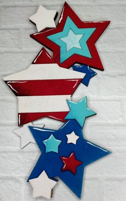 Porch Sized Patriotic Starts Interchangeable Add on set for our Birdhouse Base- Wood Blanks for Painting and Crafting