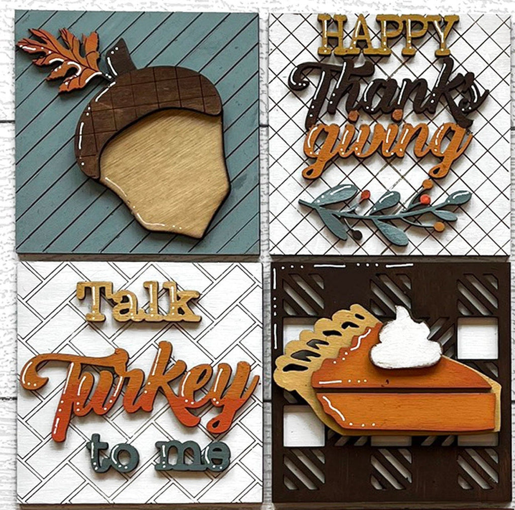 Thanksgiving Square DIY Tiles for 4.5" Frame - Wood Blanks to Paint and Craft