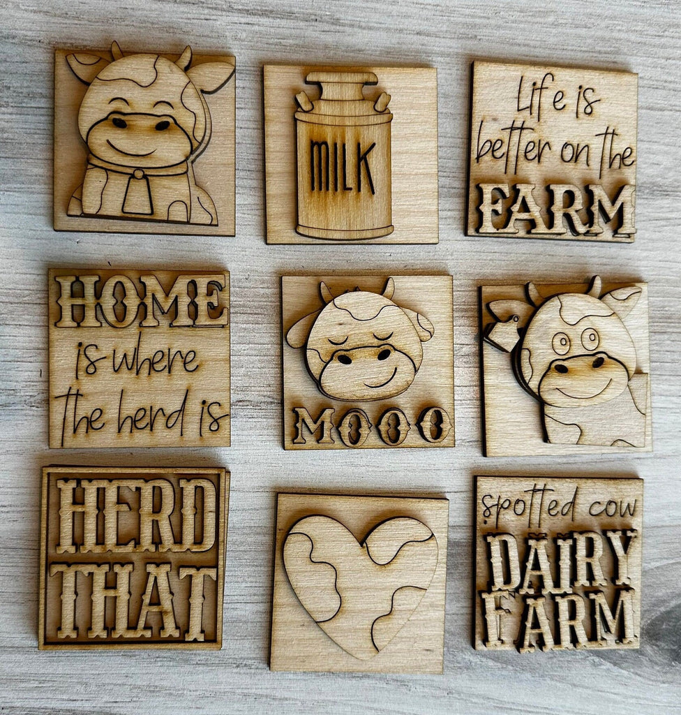 Cow Tiny Tile for Interchangeable Frame Wood Decor - DIY Home Decor