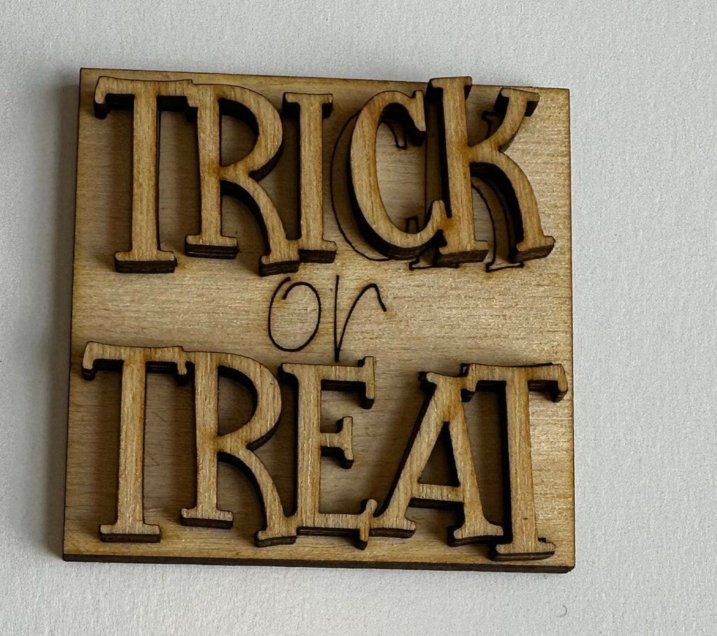 Trick or Treat Tiny Tile Set for Interchangeable Frame Wood Decor - DIY Wood Blanks for Painting