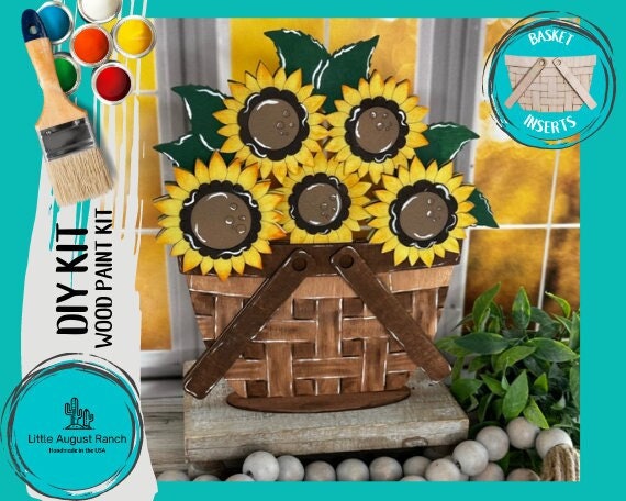 DIY Sunflower Basket Insert for Interchangeable Basket Decor - Wood Blank for Painting