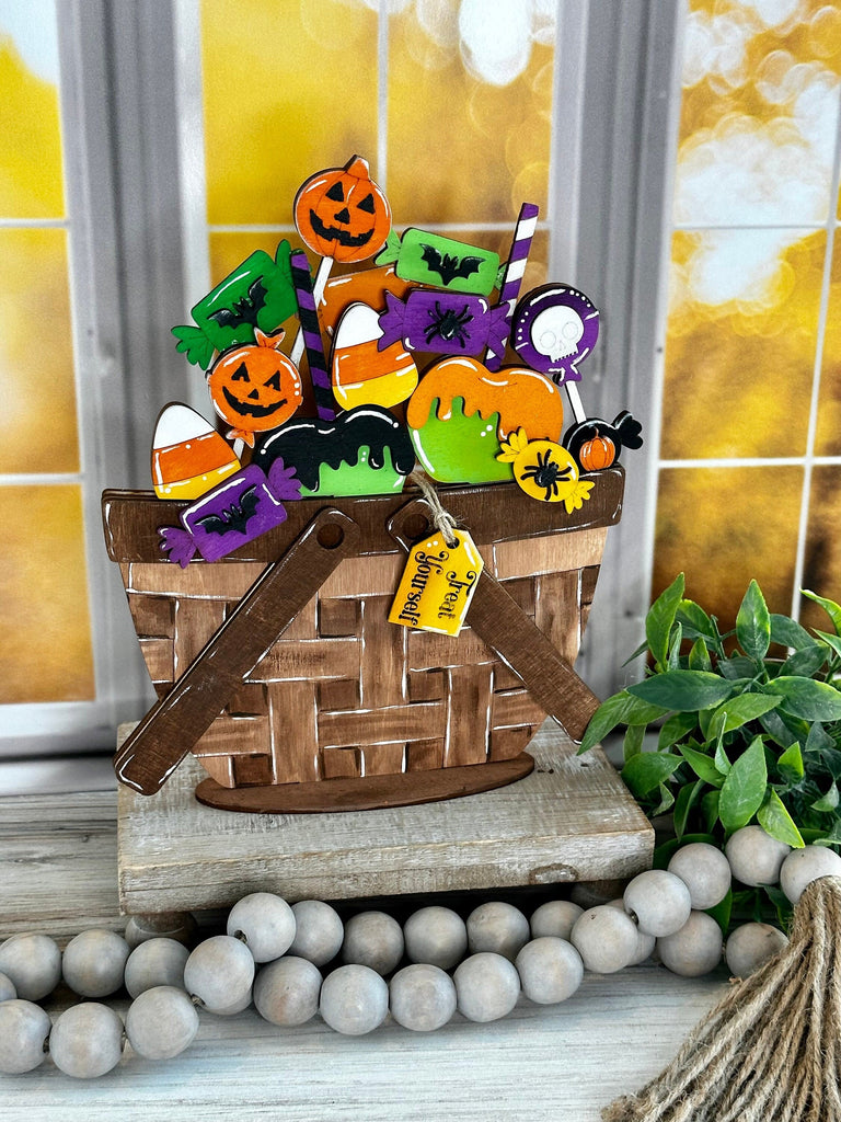 DIY Halloween Candy Basket Insert for Interchangeable Basket Decor - Wood Blank for Painting