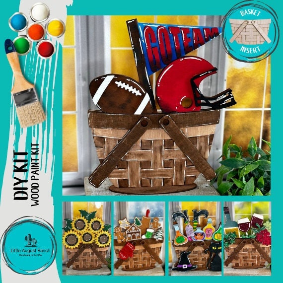 DIY Football Basket Insert for Interchangeable Basket Decor - Wood Blank for Painting