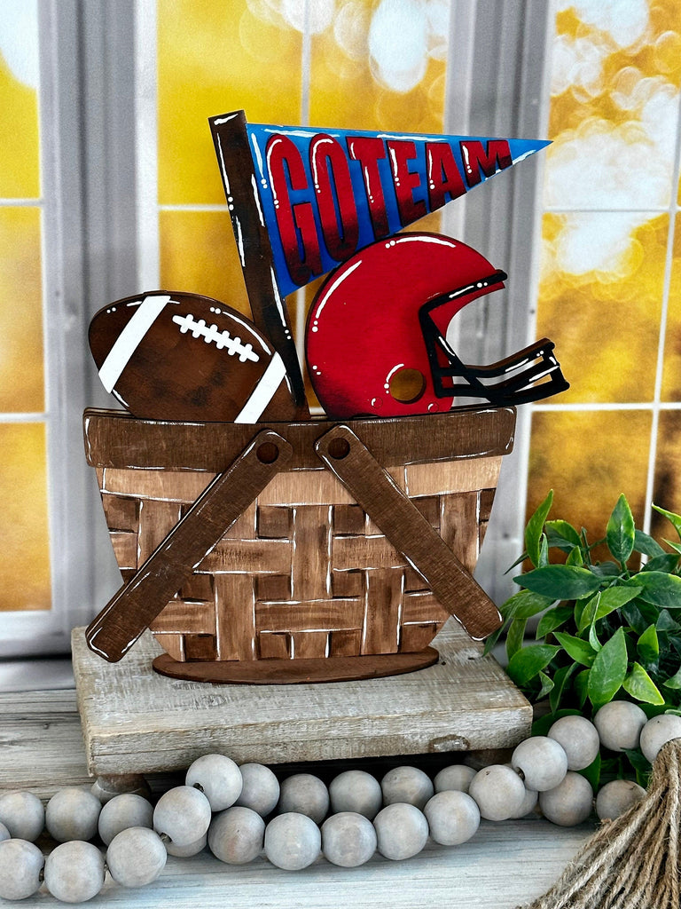 DIY Football Basket Insert for Interchangeable Basket Decor - Wood Blank for Painting