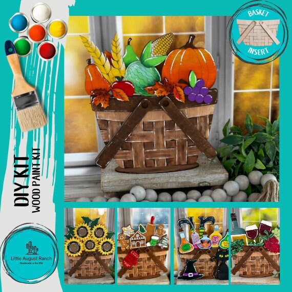 DIY Thanksgiving Cornucopia Basket Insert for Interchangeable Basket Decor - Wood Blank for Painting