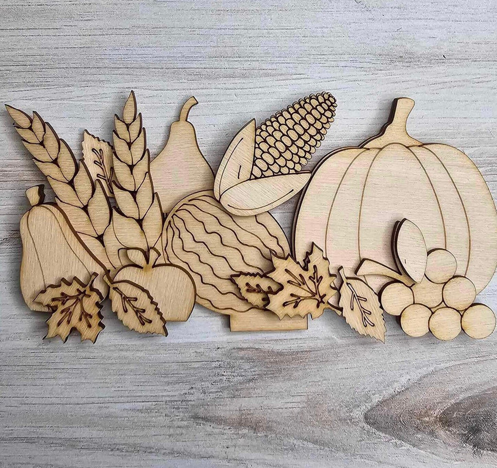 DIY Thanksgiving Cornucopia Basket Insert for Interchangeable Basket Decor - Wood Blank for Painting