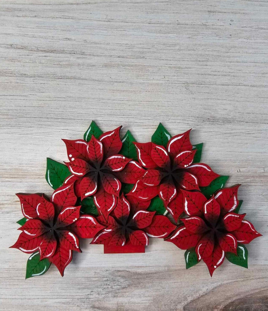 DIY Christmas Poinsettia Basket Insert for Interchangeable Basket Decor - Wood Blank for Painting