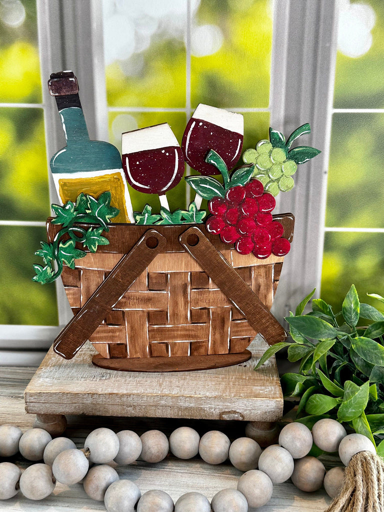 DIY Wine Basket Insert for Interchangeable Basket Decor - Wood Blank for Painting