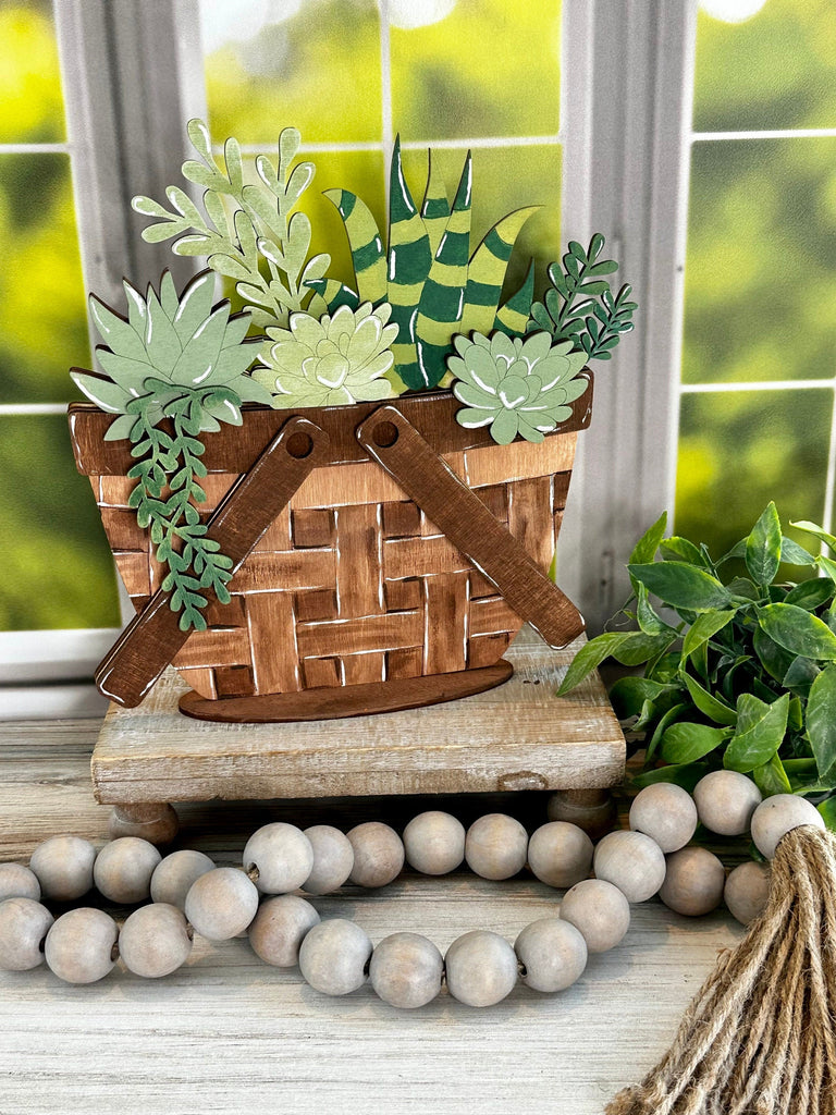 DIY Succulent Basket Insert for Interchangeable Basket Decor - Wood Blank for Painting