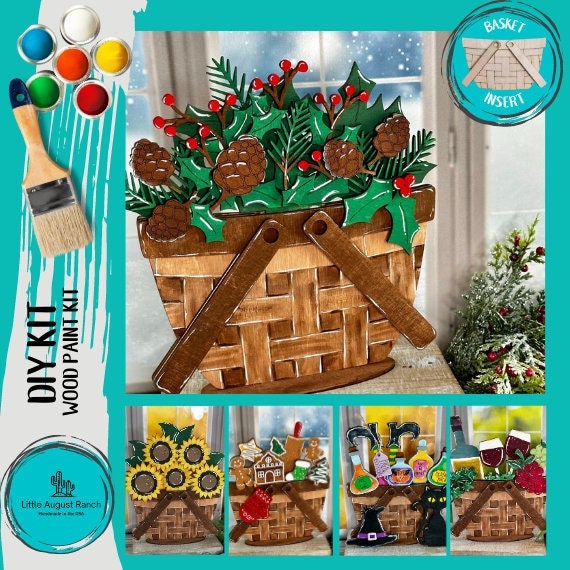 DIY Christmas Greens Basket Insert for Interchangeable Basket Decor - Wood Blank for Painting