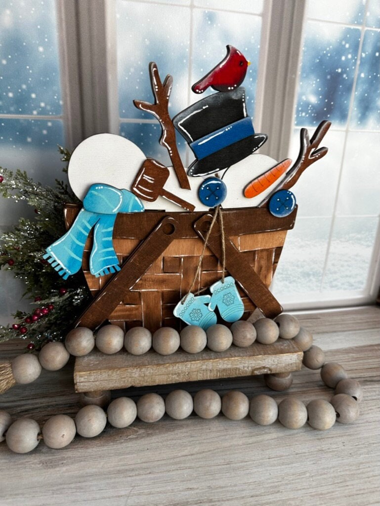 DIY Build a Snowman Insert for Interchangeable Basket Decor - Wood Blank for Painting