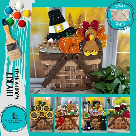 DIY Thanksgiving Turkey Insert for Interchangeable Basket Decor - Wood Blank for Painting