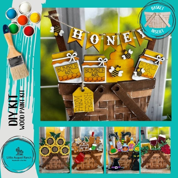 DIY Honey Bee Interchangeable Basket Decor - Wood Blank for Painting