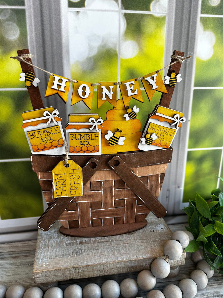 DIY Honey Bee Interchangeable Basket Decor - Wood Blank for Painting