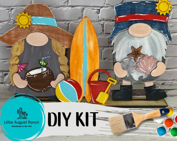 Summer Beach Freestanding Wood Gnome Outfits- Interchangeable Gnomes - DIY Paint and Decorate Yourself