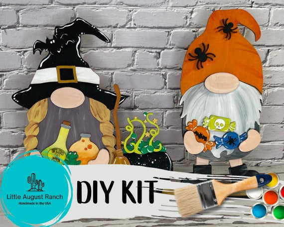 Halloween Freestanding Wood Gnome Outfits- Trick or Treat Interchangeable Gnomes - DIY Paint and Decorate Yourself