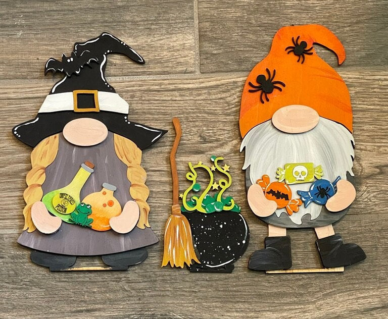 Halloween Freestanding Wood Gnome Outfits- Trick or Treat Interchangeable Gnomes - DIY Paint and Decorate Yourself