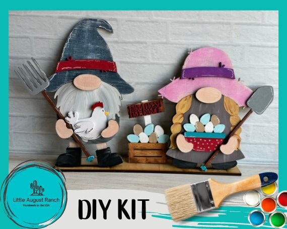 Chicken Farm Freestanding Wood Gnome Outfits- Interchangeable Gnomes - DIY Paint and Decorate Yourself - Backyard Chicken Decor