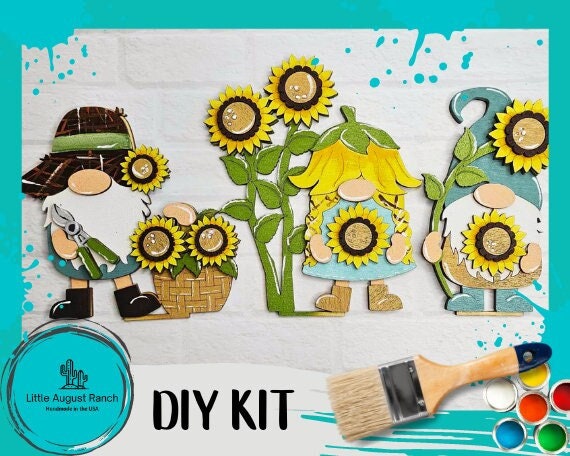 Sunflower Gnome Crew - Wood DIY Paint Kit