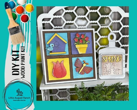 Spring Tiny Tile for Interchangeable Frame Wood Decor - DIY home Decor