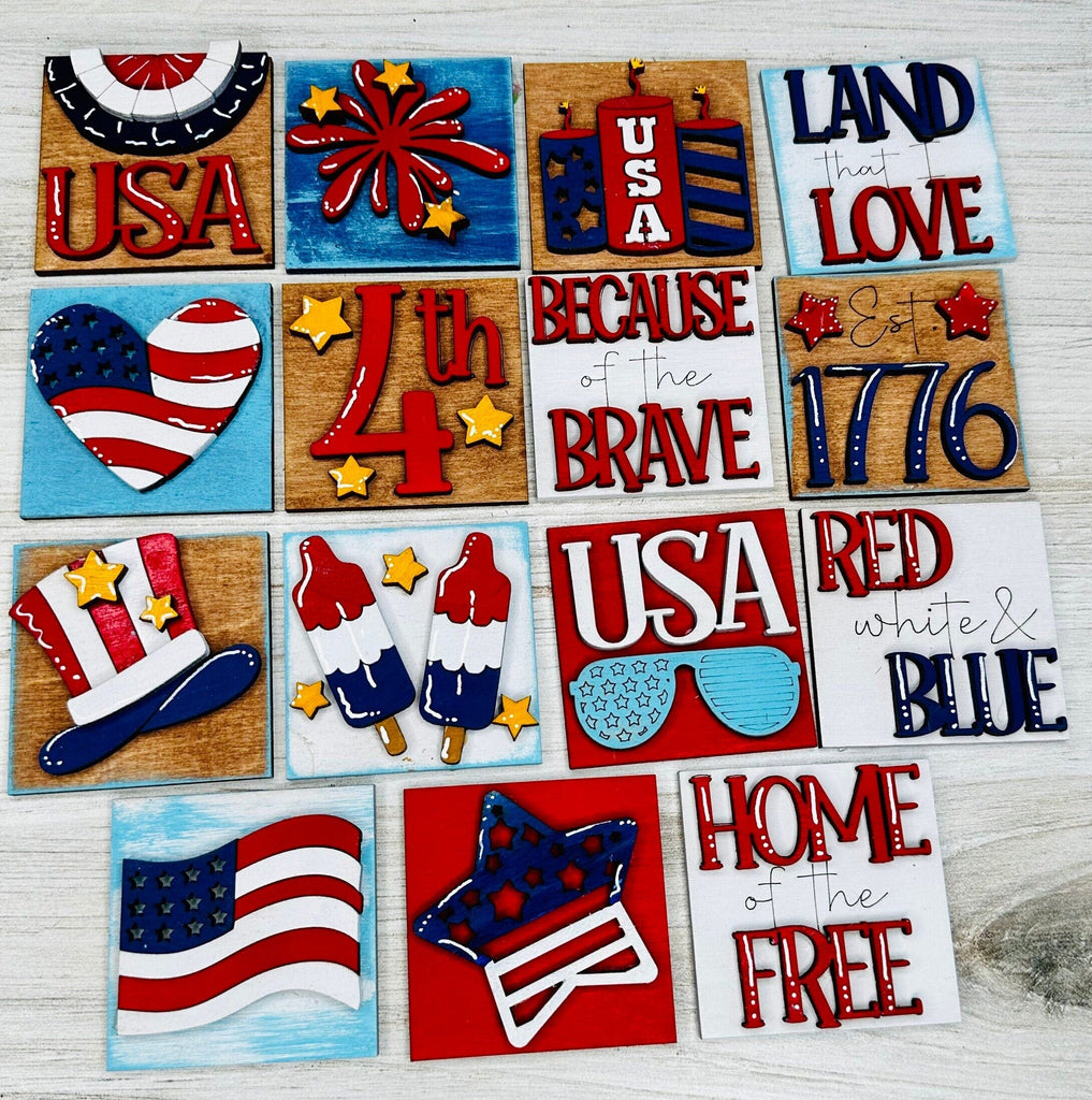 4th of July Tiny Tile for Interchangeable Frame Wood Decor - DIY home Decor