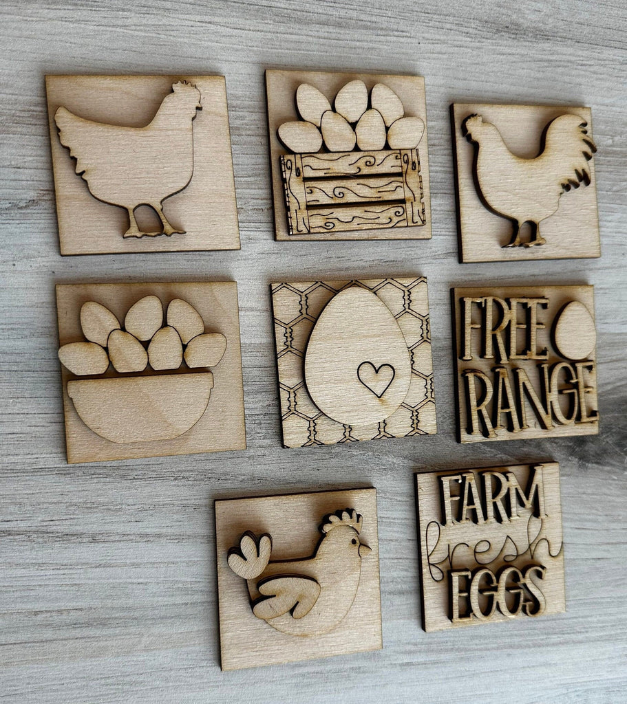 Chicken Tiny Tile for Interchangeable Frame Wood Decor - DIY home Decor