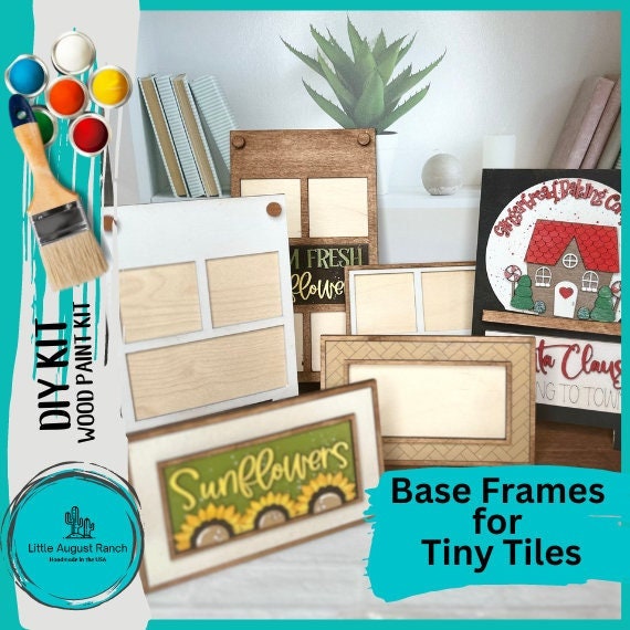 Tiny Tile Rectangle Frames for Interchangeable Wood Tiles - Ladder Decor